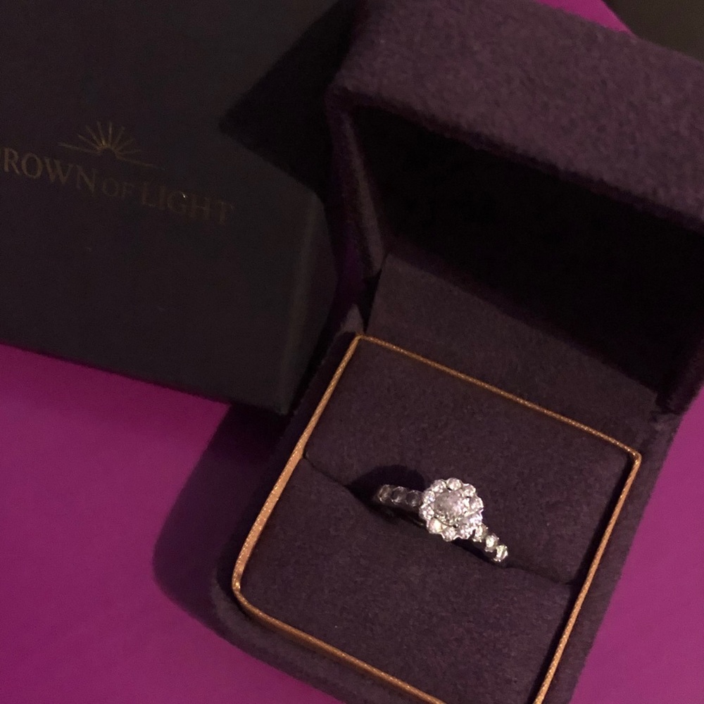 Crown of light 14k white gold diamond ring